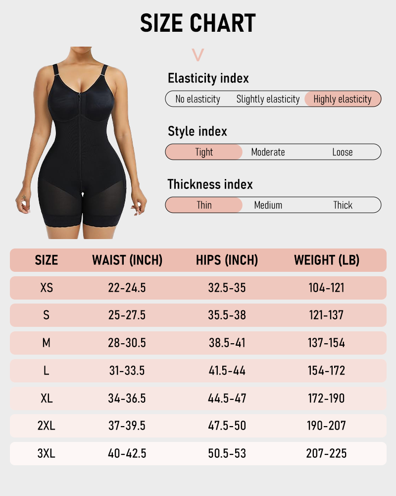 Shapewear with Abdominal Control and Glute Enhancement, with Crotch Zipper Closure