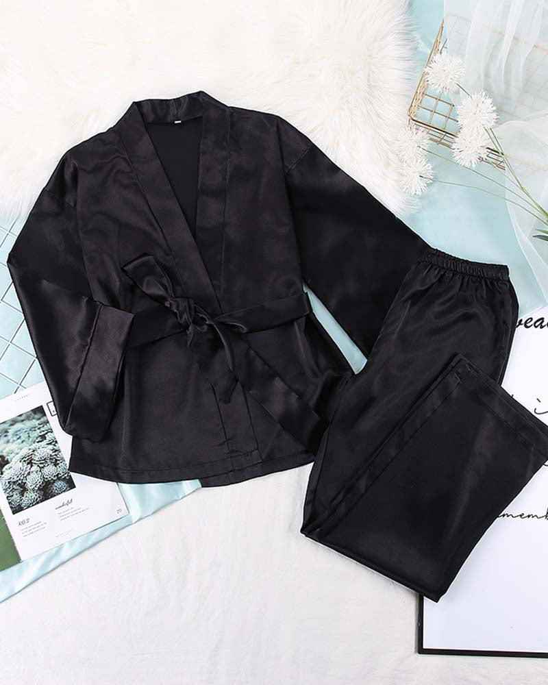 Dyed Satin Shirt with Lace-Trimmed Slip Dress