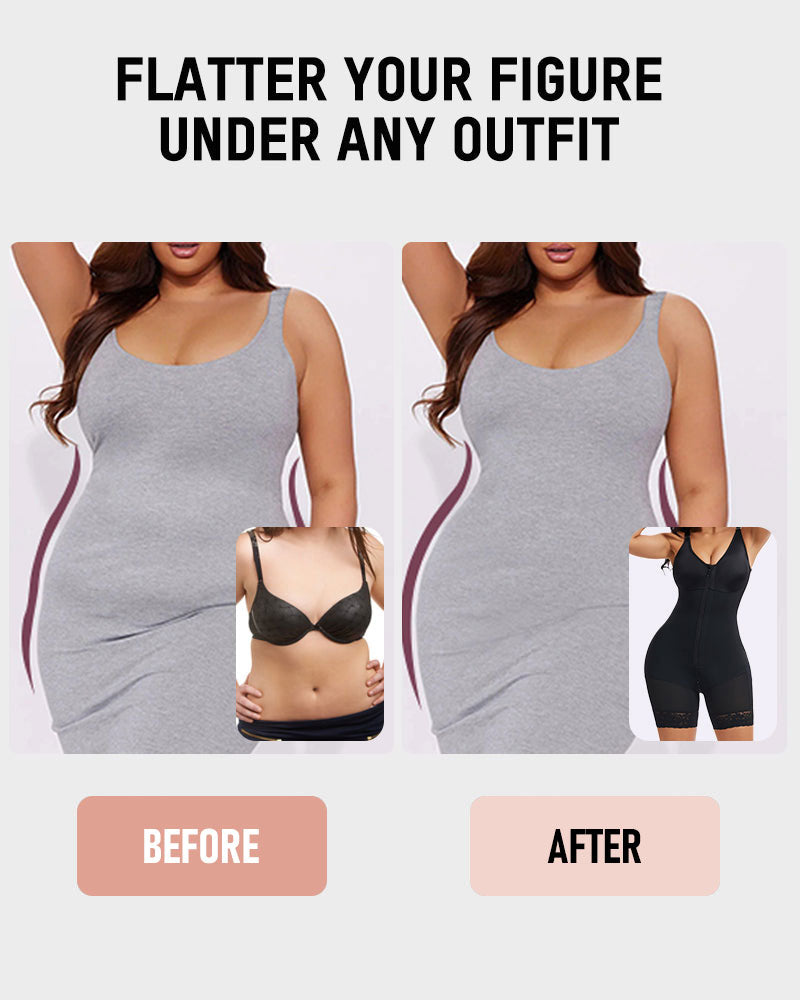 Shapewear with Abdominal Control and Glute Enhancement, with Crotch Zipper Closure