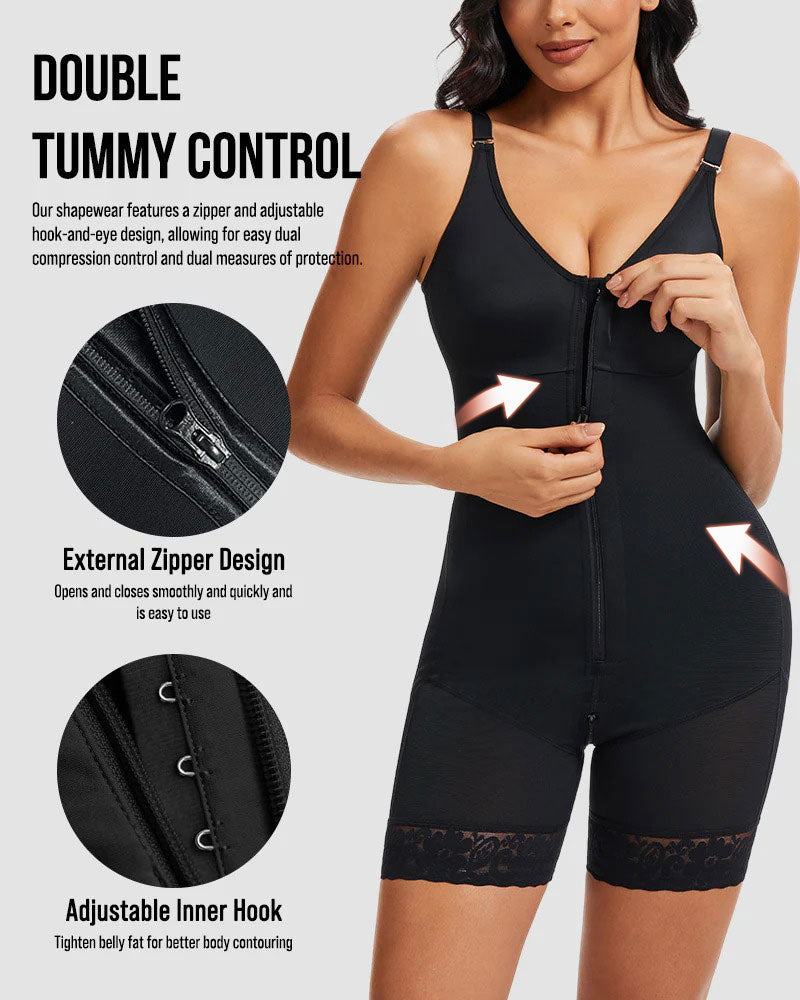 Shapewear with Abdominal Control and Glute Enhancement, with Crotch Zipper Closure