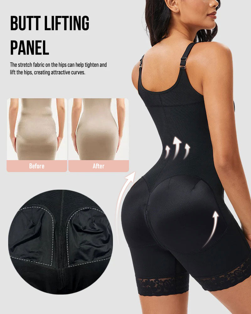 Shapewear with Abdominal Control and Glute Enhancement, with Crotch Zipper Closure