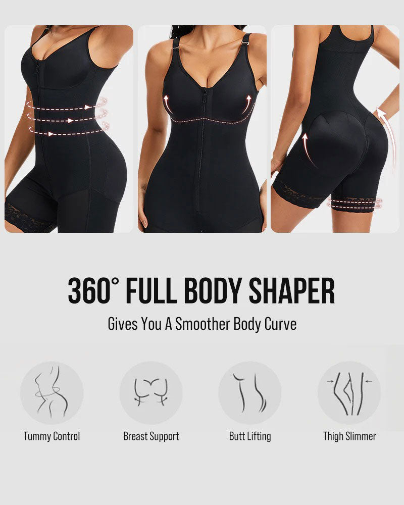 Shapewear with Abdominal Control and Glute Enhancement, with Crotch Zipper Closure