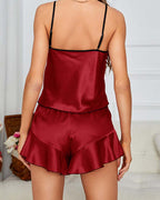 Sexy Icy Silk Halter Top and Shorts Set